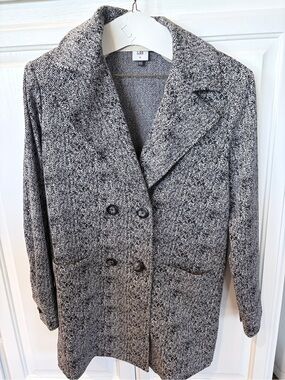 Cabi Women's Black & White Herringbone Double-Breasted Blazer-never worn